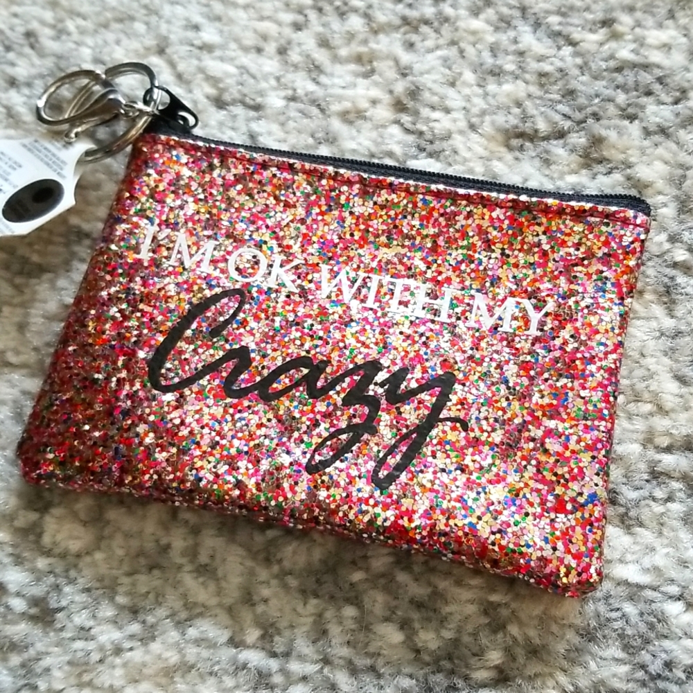 I'm Okay With My Crazy Zip Wallet Keychain